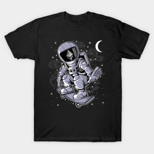 Astronaut Skate Ethereum ETH Coin To The Moon Crypto Token Cryptocurrency Blockchain Wallet Birthday Gift For Men Women Kids T-Shirt